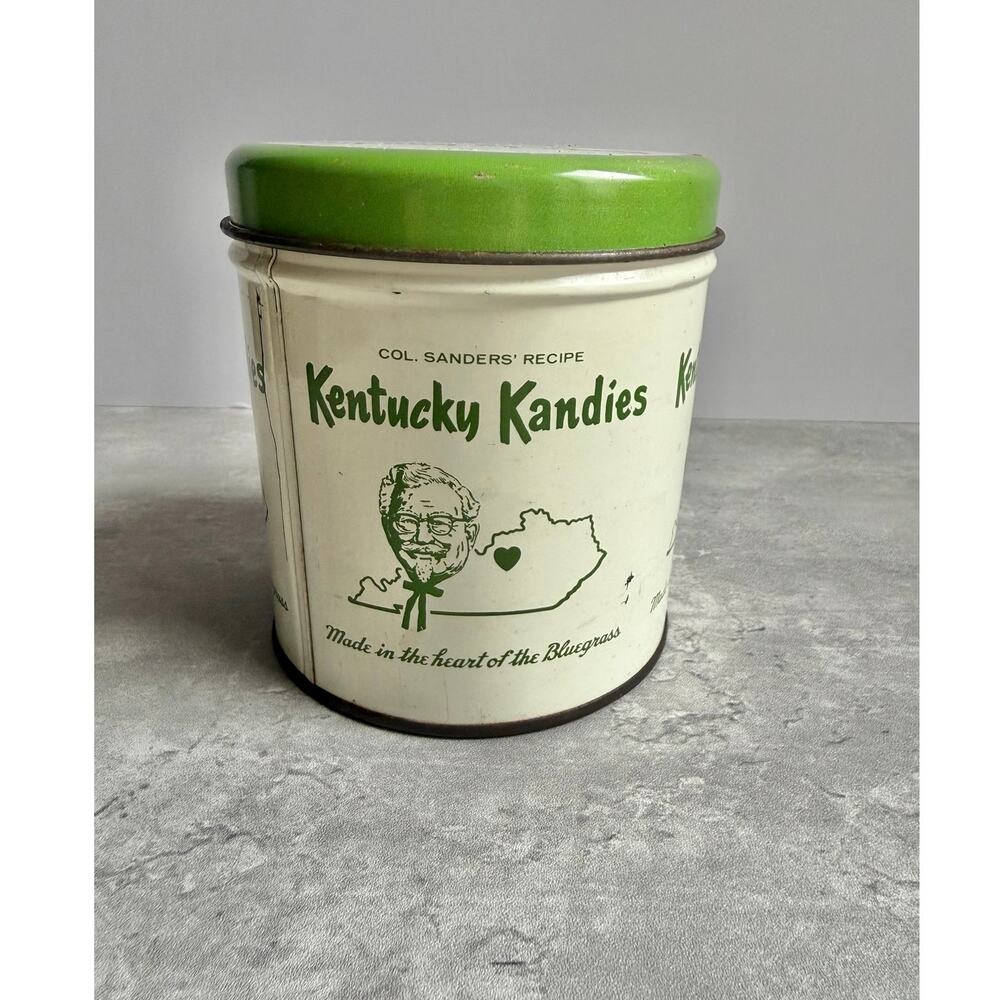 Vintage Kentucky Kandies Cream Candy Metal Tin GREEN LID Colonel Sanders RARE - Picture 8 of 9